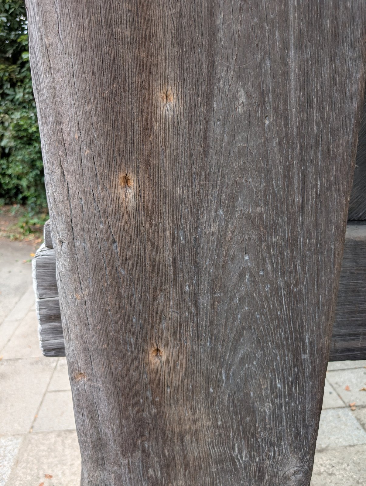 柱に残る凹み。ひとつの柱にいくつも散らばっている