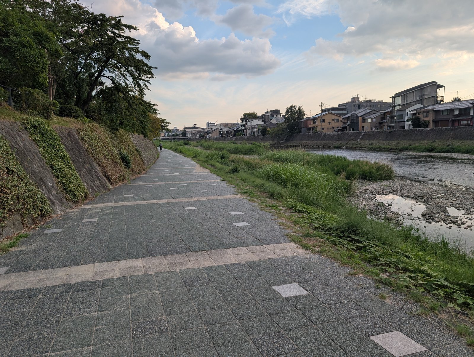 そこから南へ歩くと、店が途切れる。あとは遊歩道と草と河原だけで、看板も案内もない