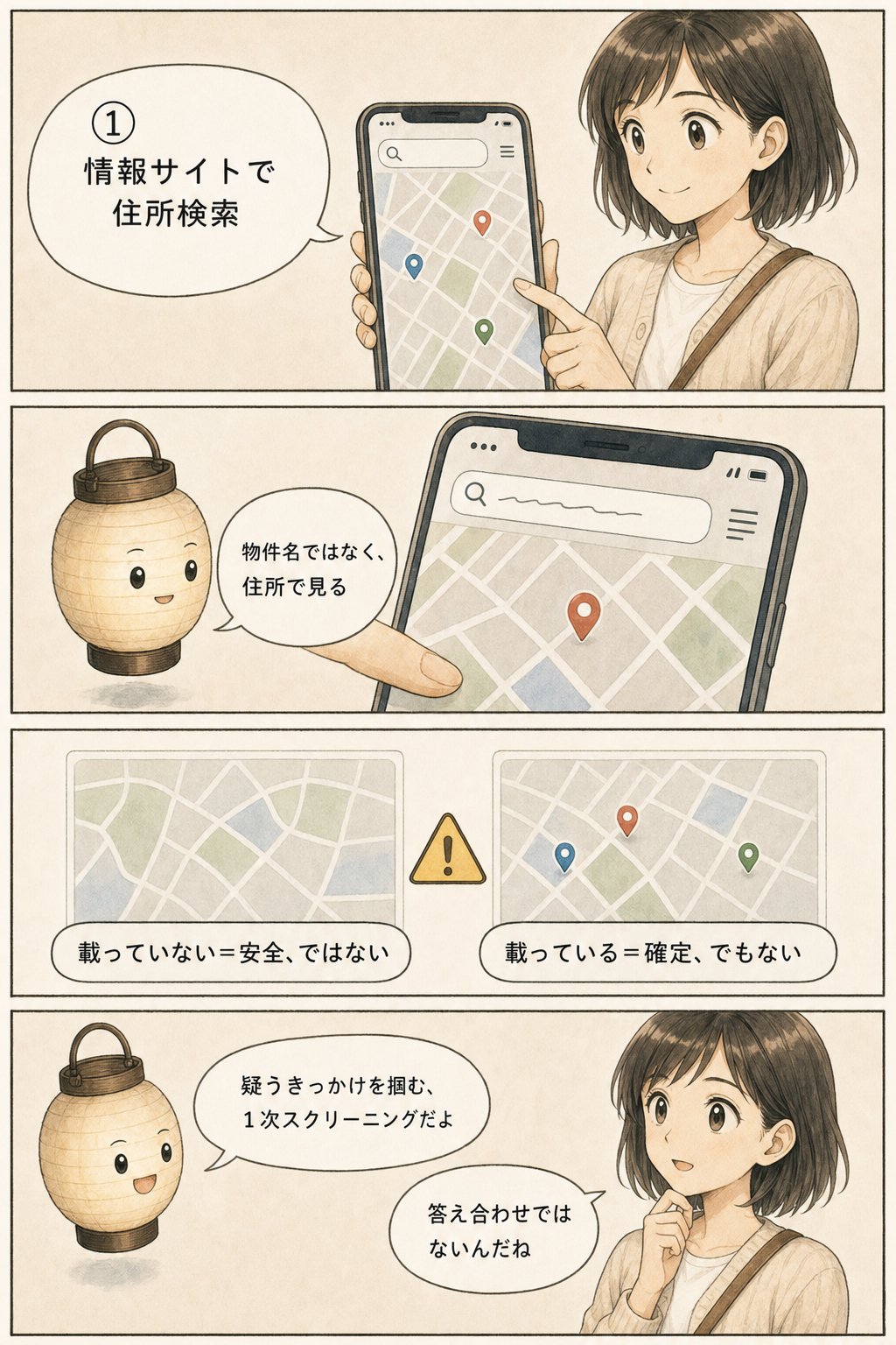 事故物件の調べ方 — 内見前に無料でできる確認5つ まんが解説 2ページ目