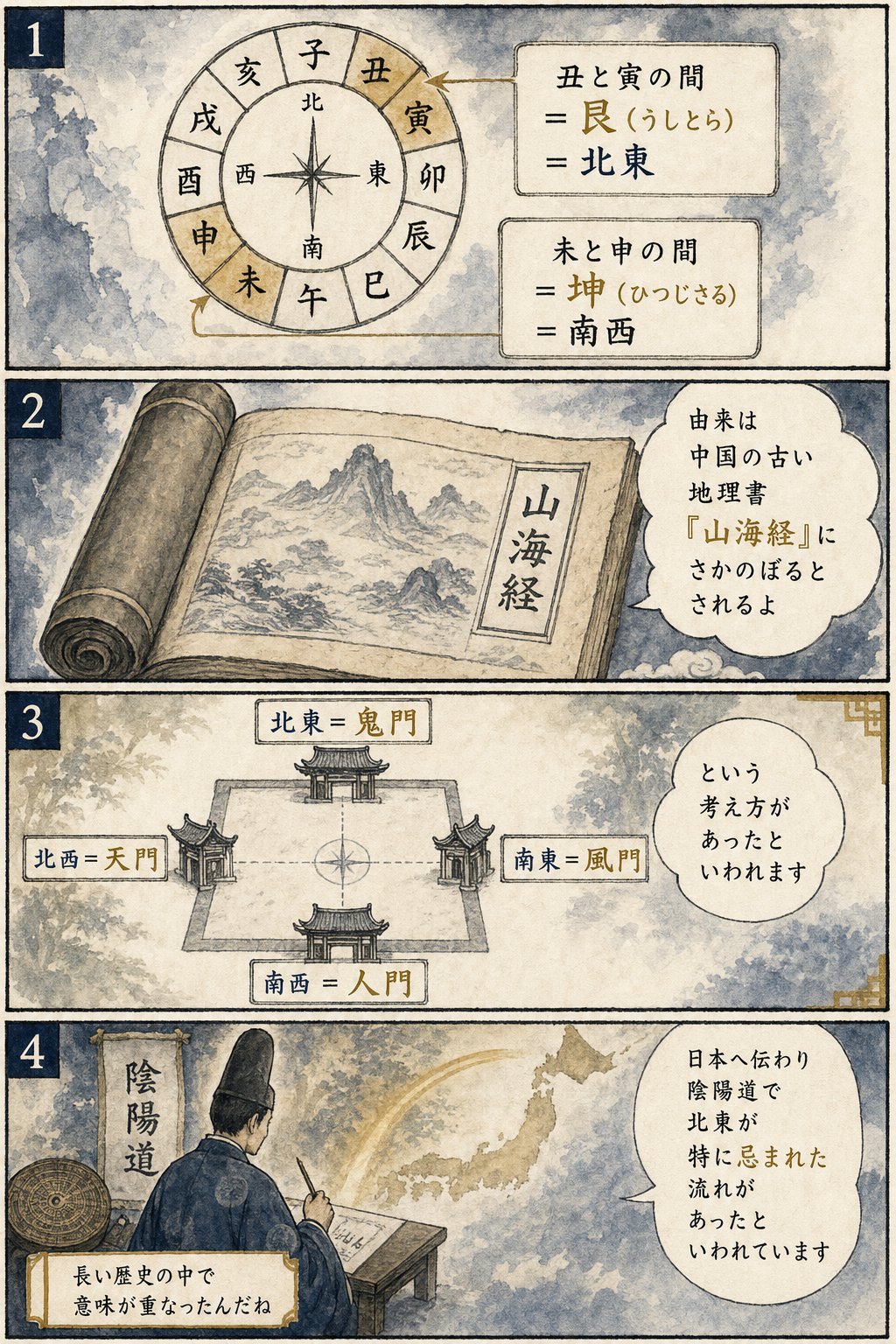 鬼門の方角の調べ方 — 自宅の北東・南西を正しく出す手順 まんが解説 2ページ目