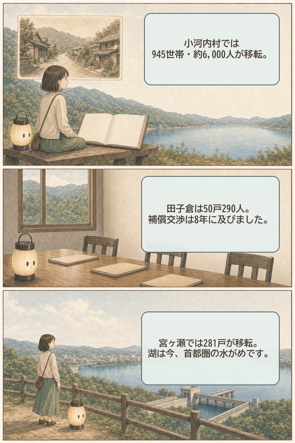 湖の底に、村がある — 日本の「湖底に沈んだ村」を地図でたどる まんが解説 4ページ目
