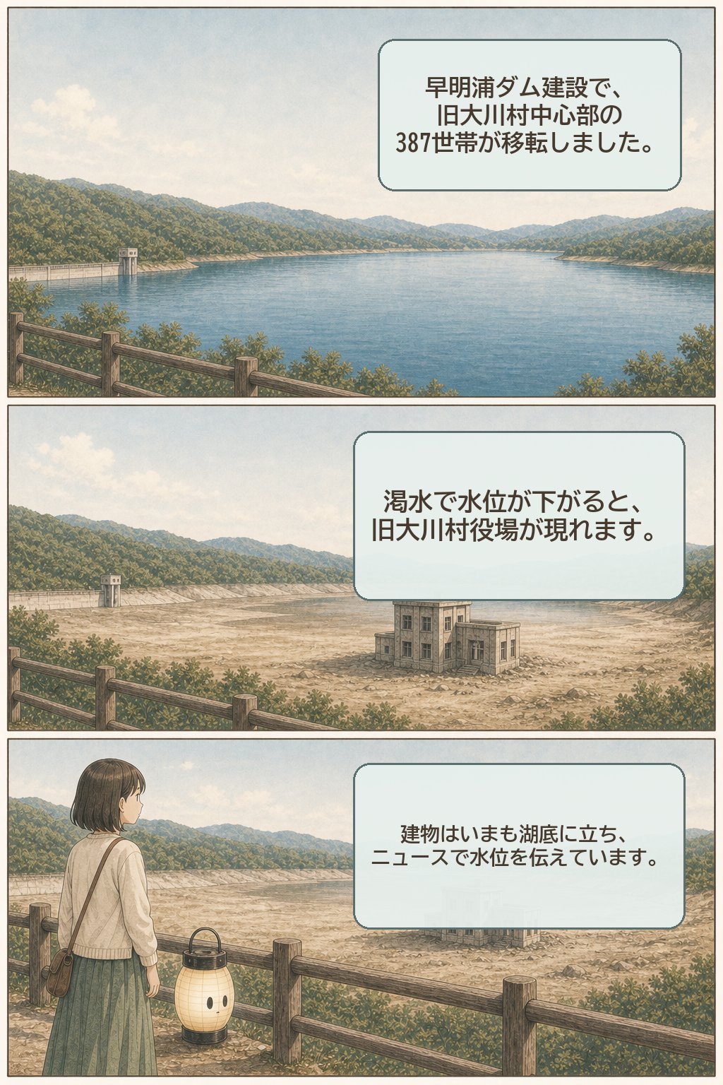 湖の底に、村がある — 日本の「湖底に沈んだ村」を地図でたどる まんが解説 5ページ目