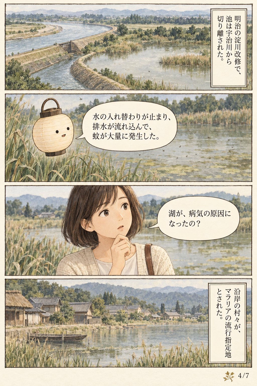 巨椋池はどこにあった?いつまであり、なぜ消えたのか — 京都南部の消えた湖を地図で探す まんが解説 4ページ目