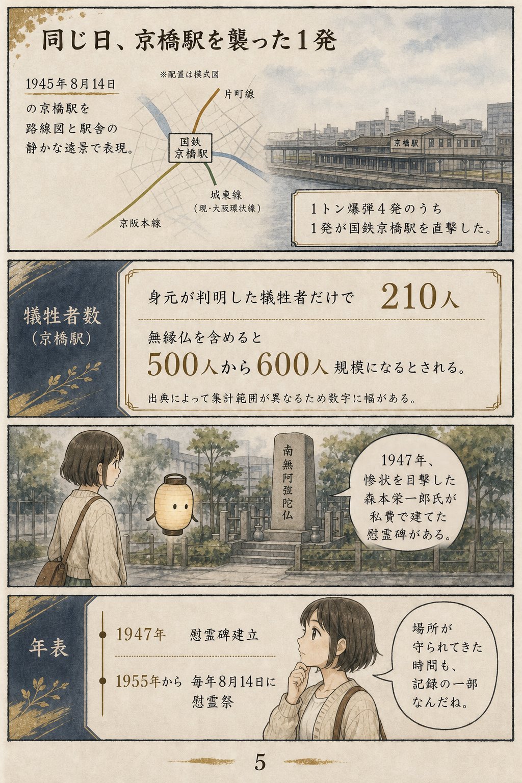 大阪空襲はどこが焼けたのか — 場所を地図でたどる まんが解説 5ページ目