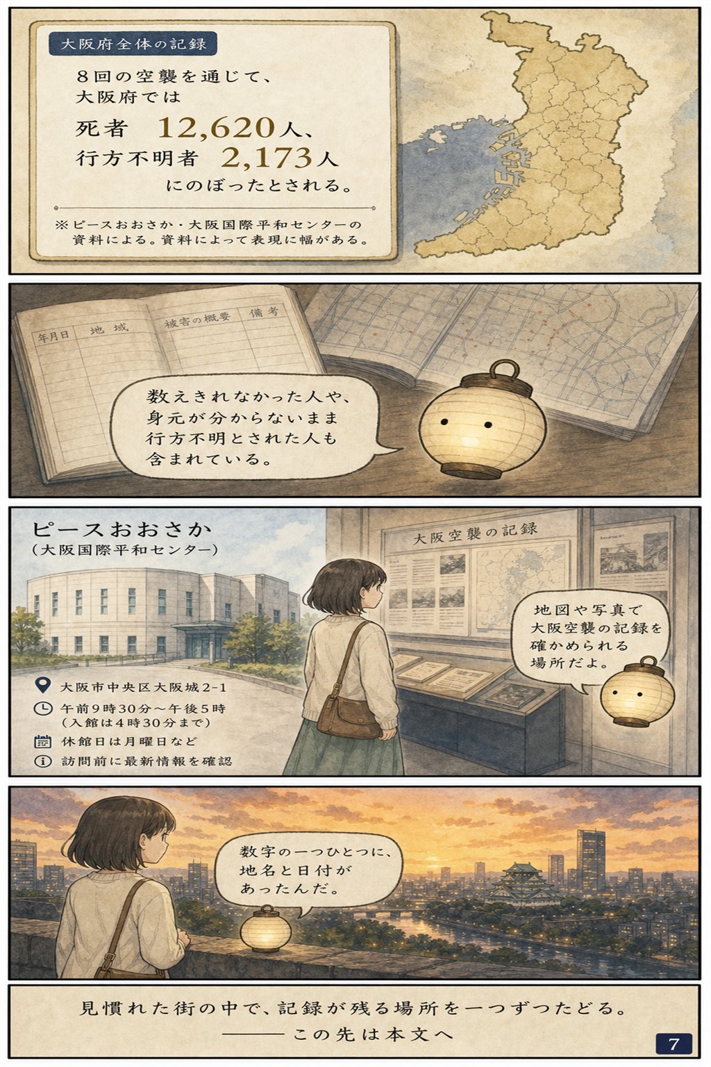大阪空襲はどこが焼けたのか — 場所を地図でたどる まんが解説 7ページ目