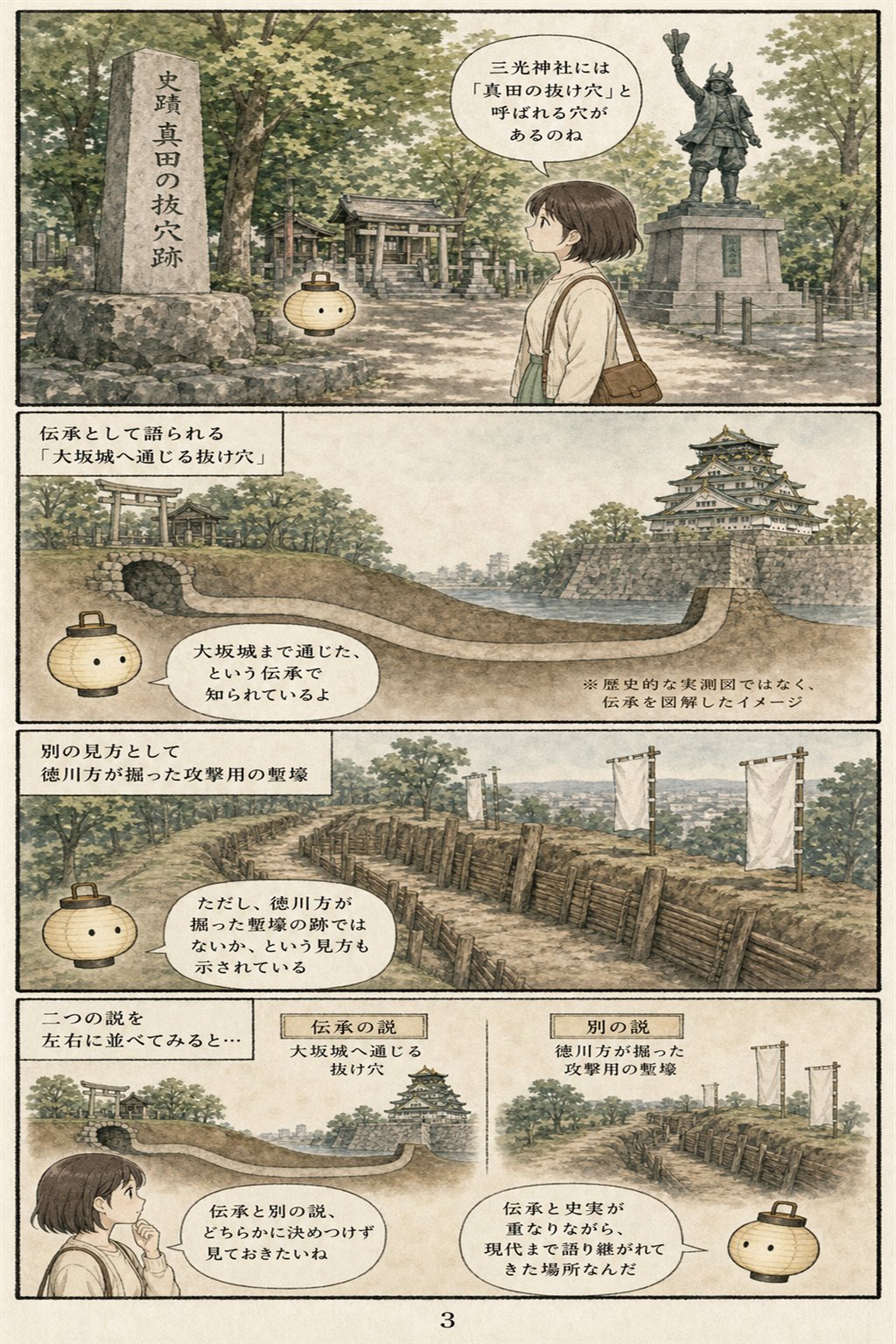 大坂の陣の痕跡を歩く — 真田丸・抜け穴・茶臼山はいまどこに まんが解説 3ページ目
