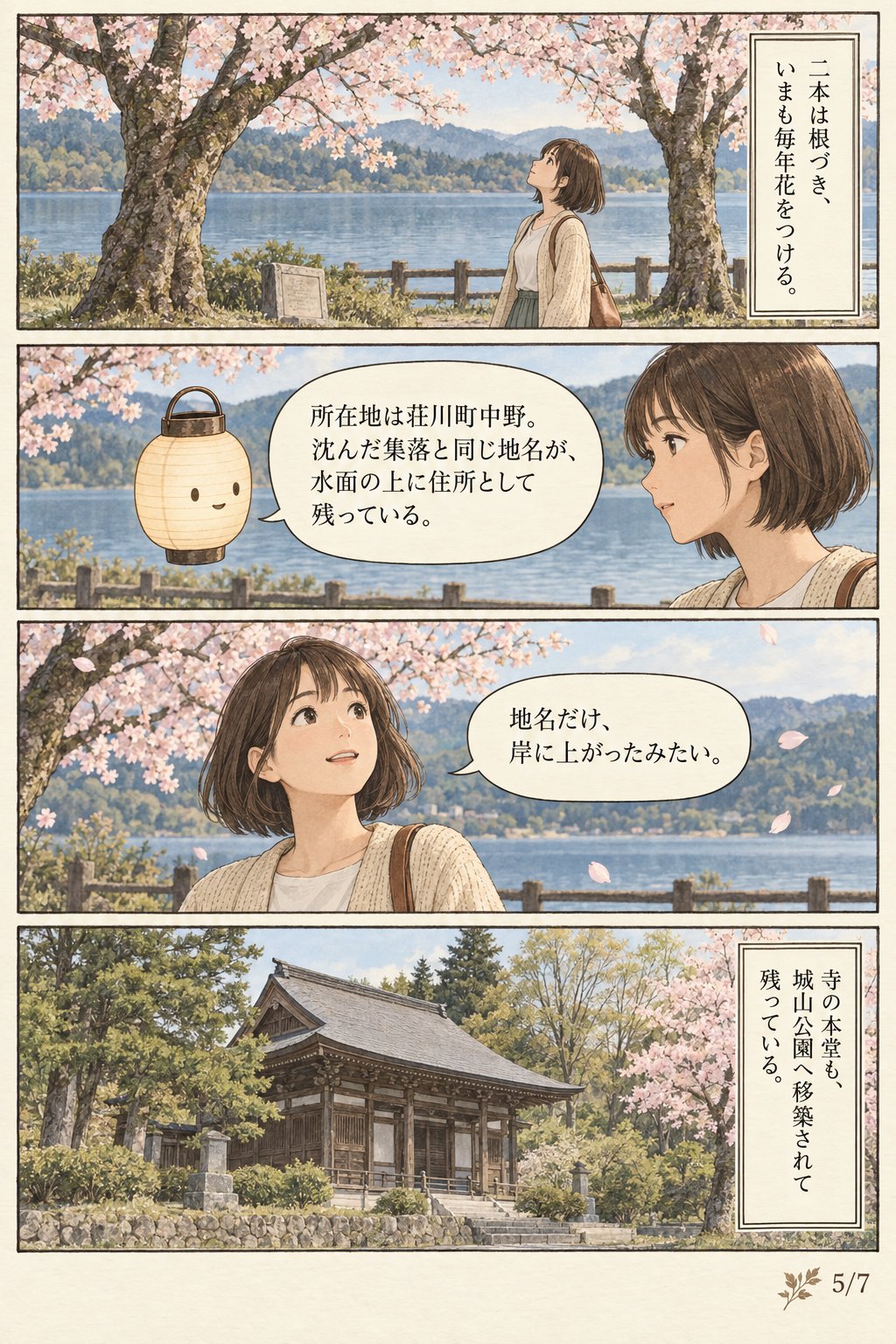 御母衣ダムに沈んだ荘川村の集落 — 湖畔へ移された荘川桜の記録 まんが解説 5ページ目