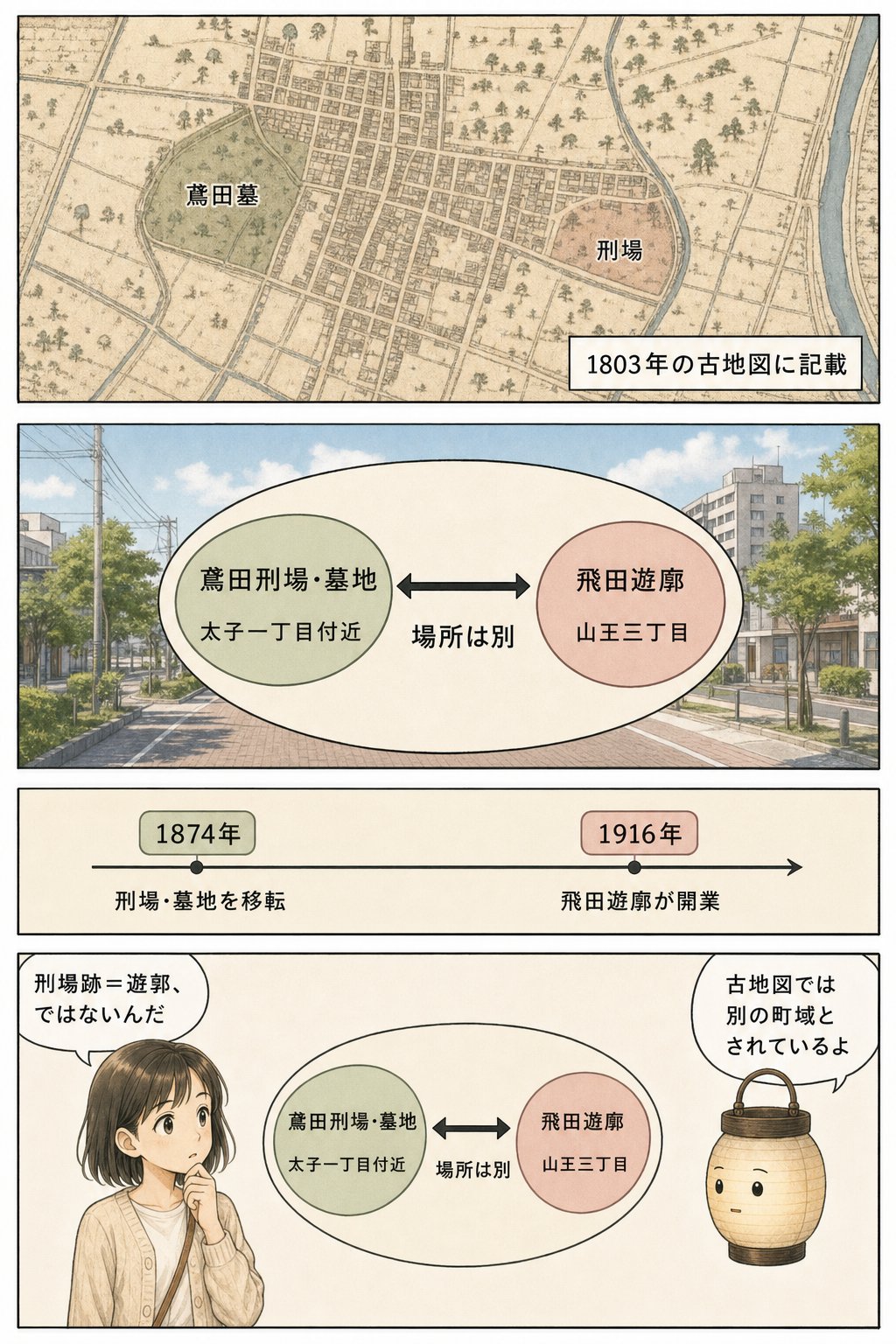 処刑場跡地とは — なぜ街道沿いに置かれたのか【大阪・千日前ほか】 まんが解説 6ページ目