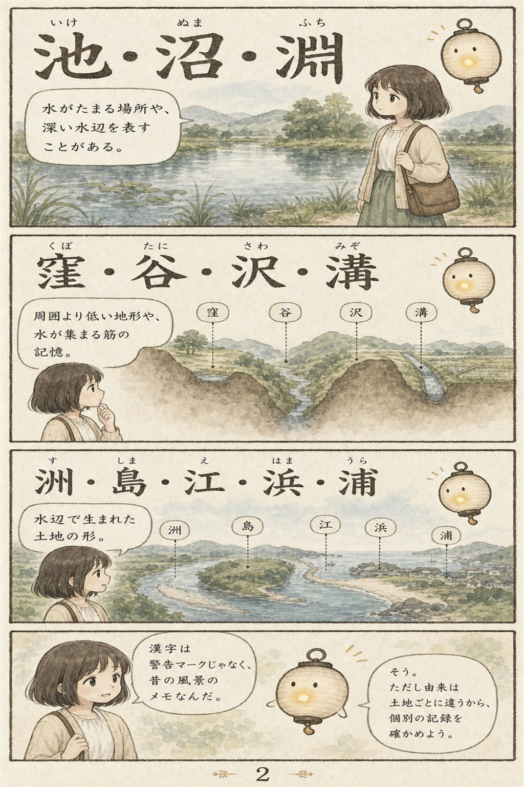 水害と地名の関係 - 「さんずい」地名は本当に危険か まんが解説 2ページ目