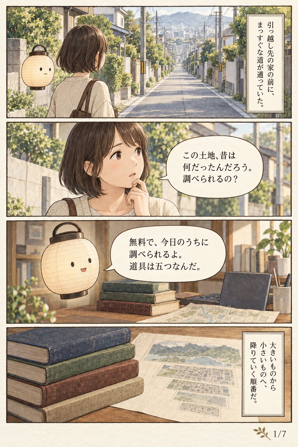 土地に昔何があったか調べる方法 — 無料の地図と資料で住所から過去をたどる まんが解説 1ページ目