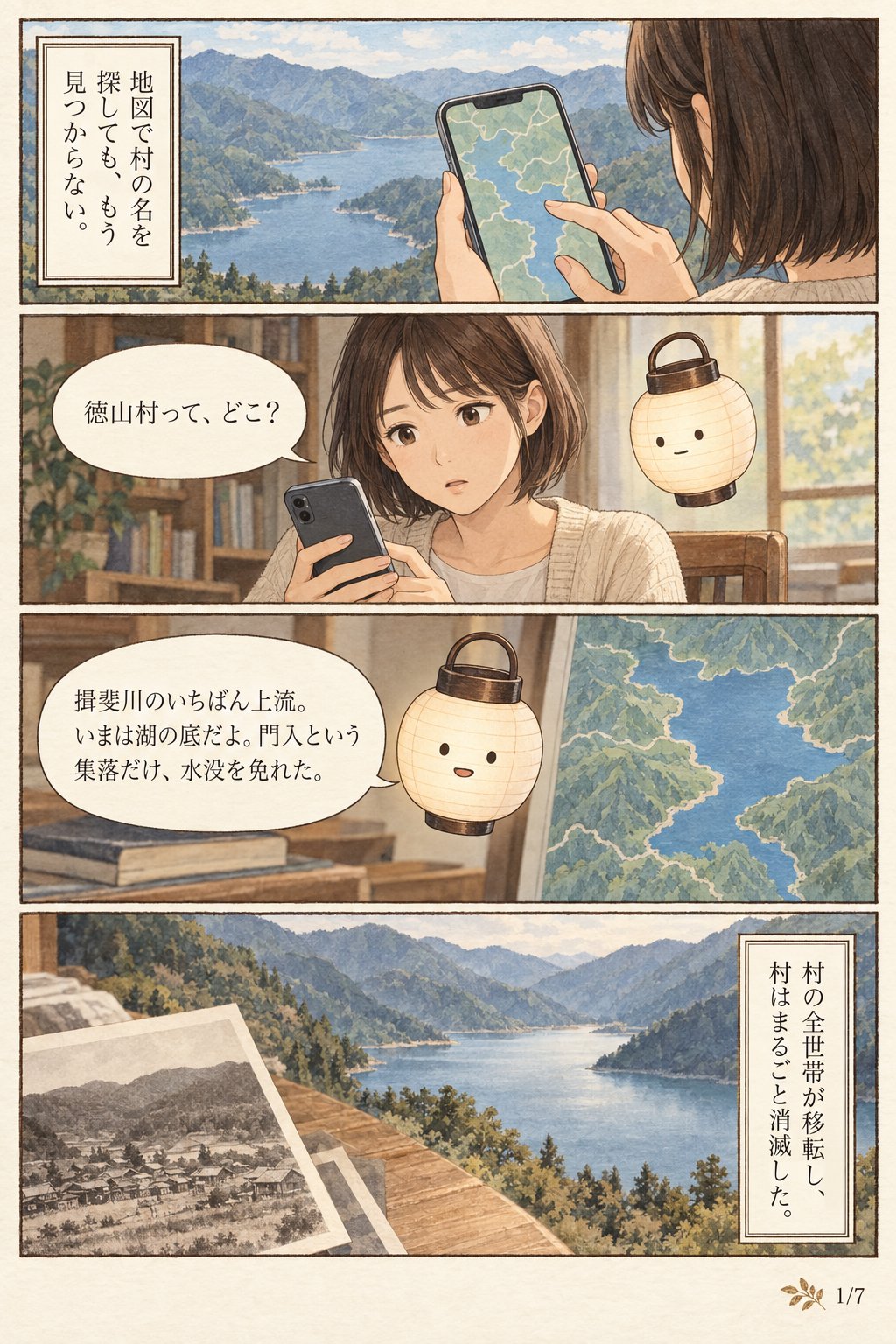 徳山ダムで離村した徳山村はいま — 湖底に残る7集落の跡と門入 まんが解説 1ページ目