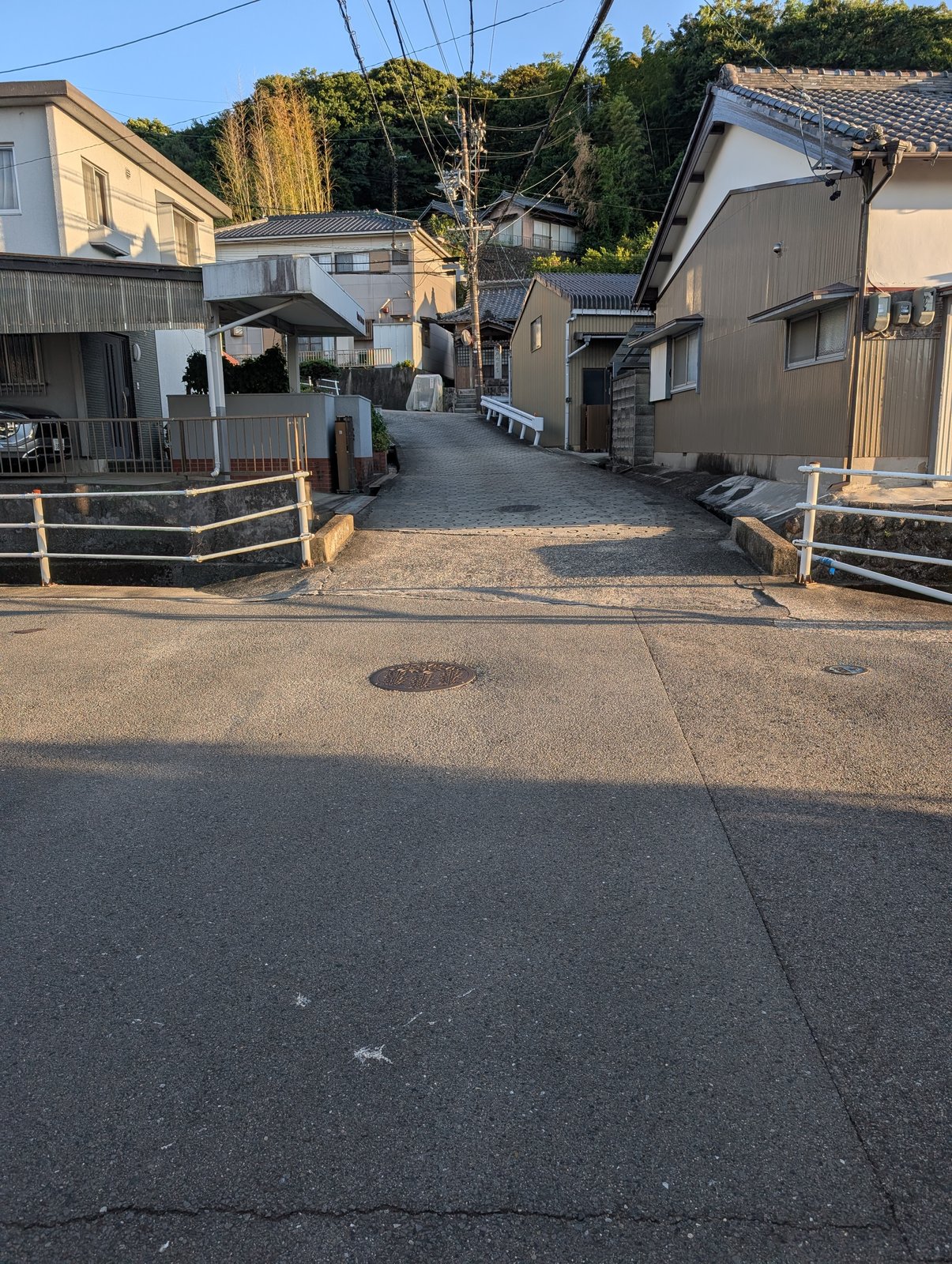 坂下から。正面の高台に金刀比羅宮
