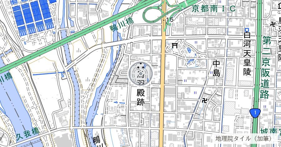 鳥羽伏見の戦い 勃発地（小枝橋・鳥羽離宮跡公園）の位置を示す地図