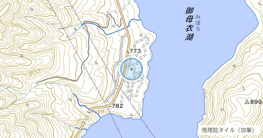 旧荘川村の水没集落（御母衣ダム湖底・荘川桜）の位置を示す地図