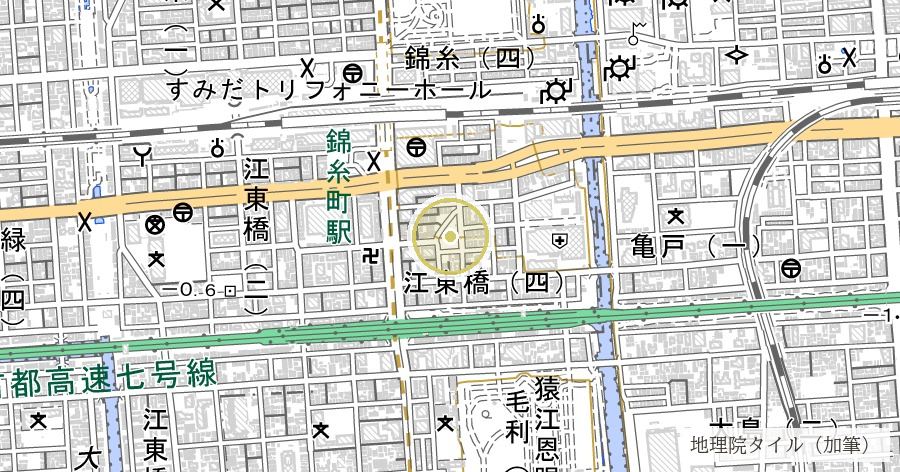 本所七不思議(置いてけ堀)の位置を示す地図
