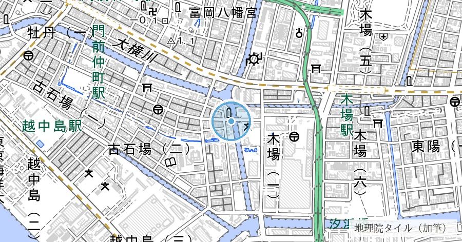 波除碑（寛政の高潮が定めた「住んではいけない」境界）の位置を示す地図