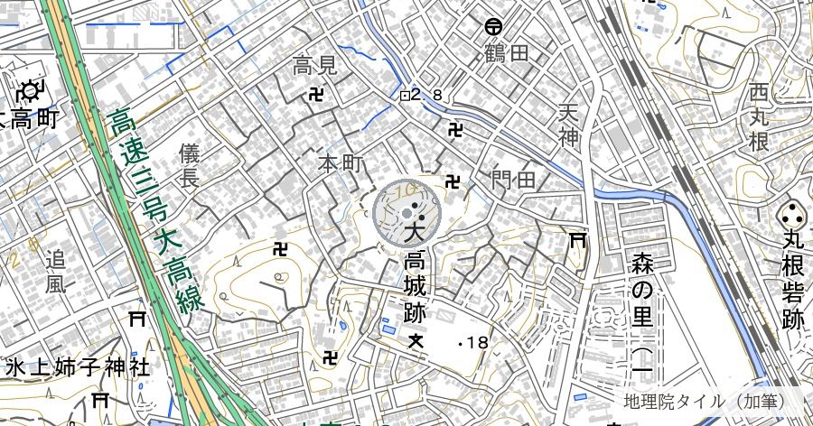 大高城跡(附 丸根砦跡・鷲津砦跡)の位置を示す地図