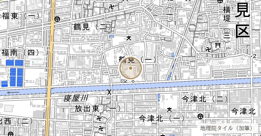 放出(はなてん)地名の位置を示す地図