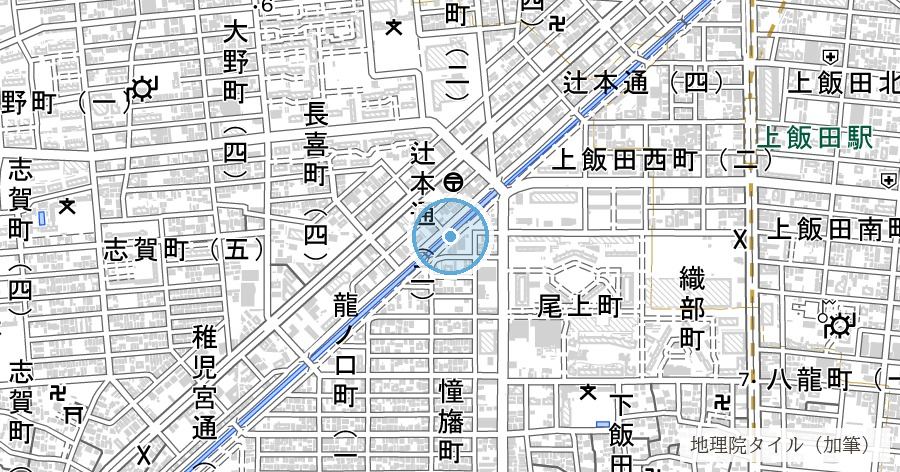 御用水跡街園（名古屋城の堀へ水を引いた用水の跡）の位置を示す地図