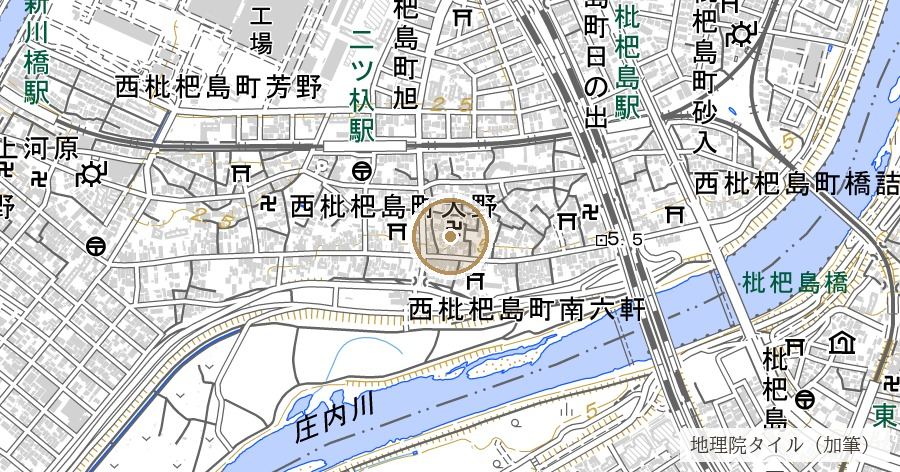 下小田井の市 跡(西枇杷島問屋記念館)の位置を示す地図