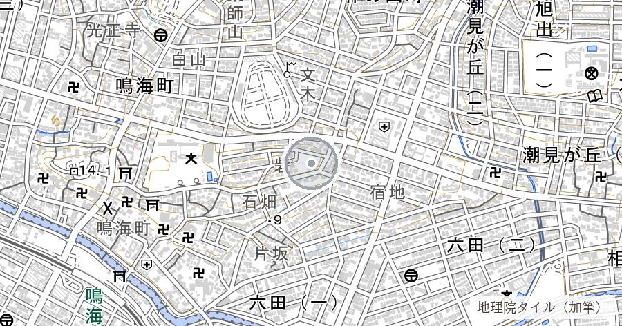 善照寺砦跡（砦公園と、南東に開ける眺め）の位置を示す地図