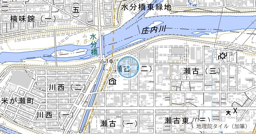 瀬古元杁集水井（干ばつのあとに掘られた巨大な井戸）の位置を示す地図
