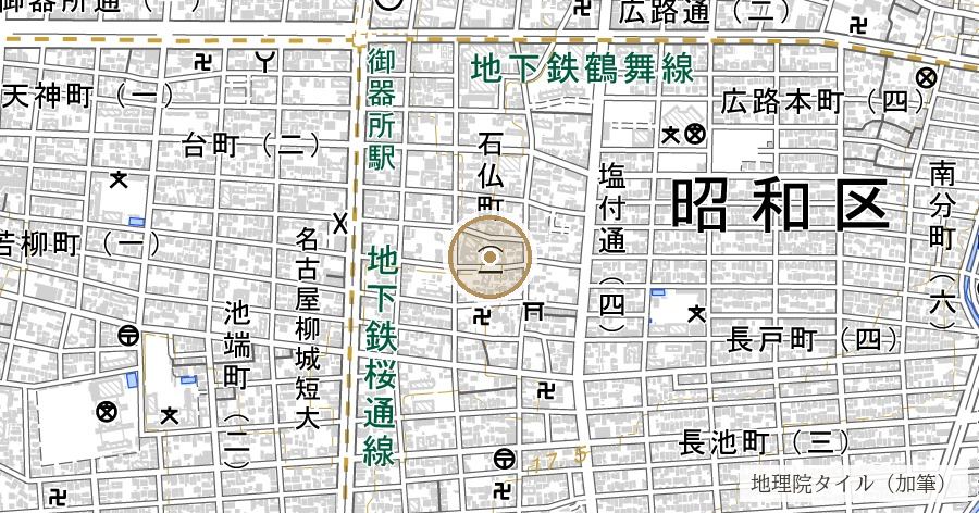 塩付街道（星崎の塩を信州へ運んだ細い道）の位置を示す地図