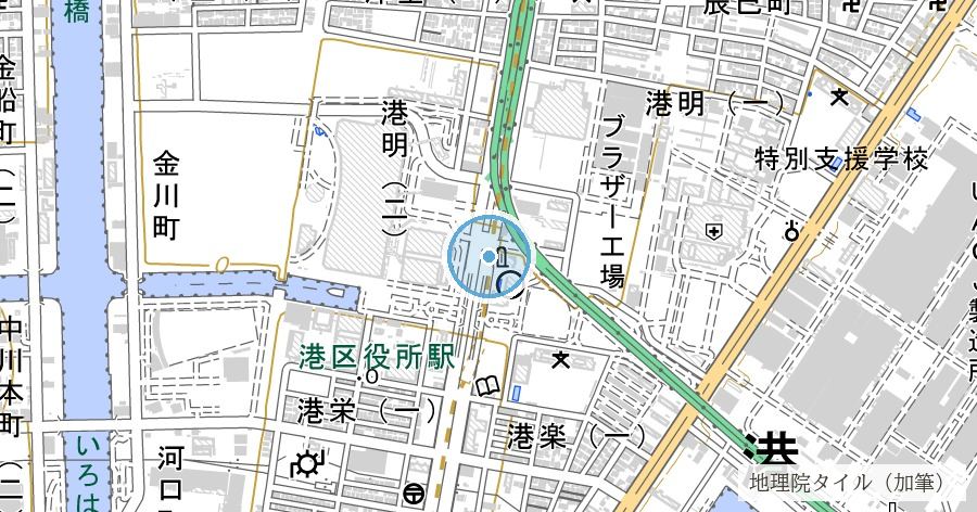 伊勢湾台風記念碑（台座から2メートル下が浸水位の母子像）の位置を示す地図