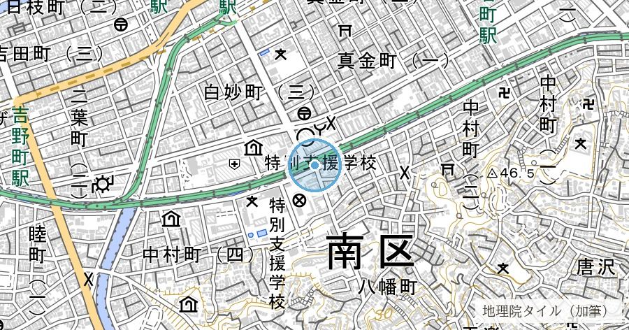 浦舟水道橋（二度場所を移して、まだ渡っている鉄の骨組み）の位置を示す地図