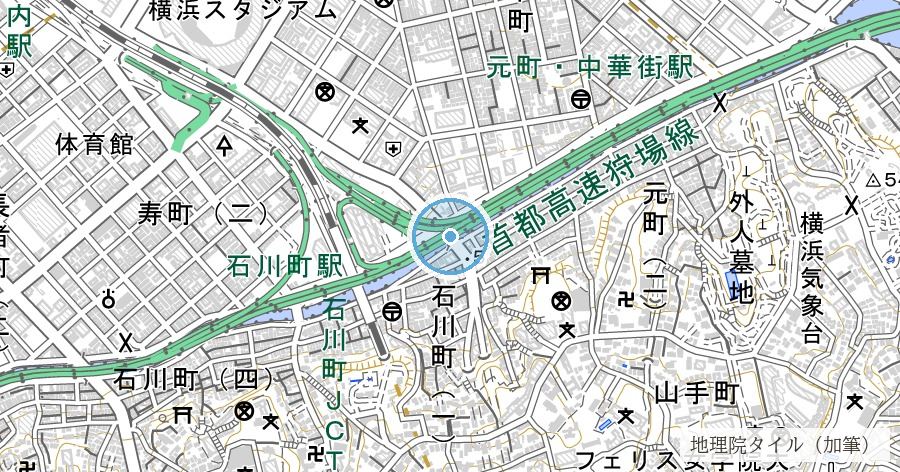 西の橋（先代は南区に移り、いまの橋は市電の橋の跡に架かる）の位置を示す地図