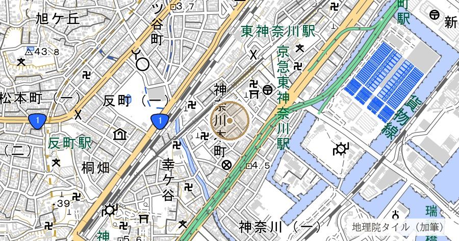 高札場（掲示が立っていた場所と、復原された場所は別にある）の位置を示す地図