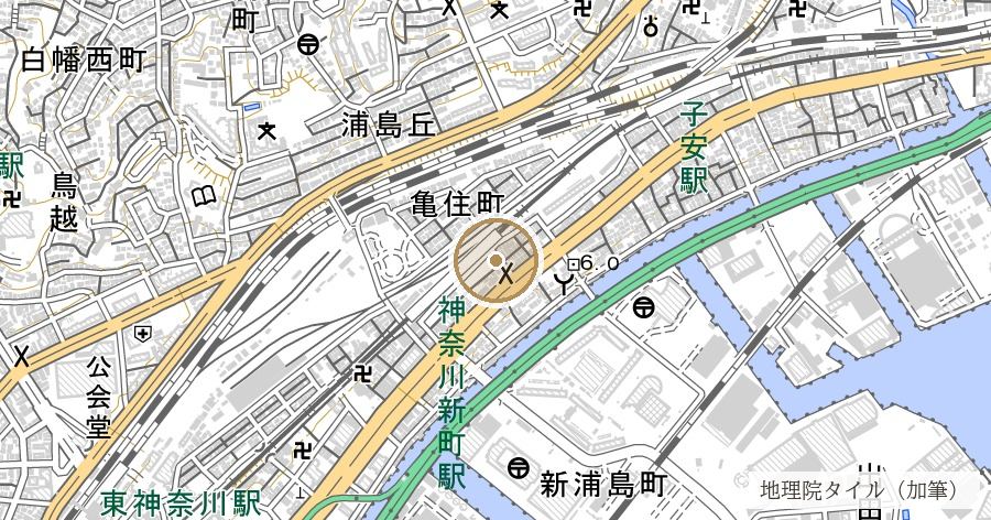 長延寺跡と土居跡（オランダ領事館だった寺は移り、宿場の入口は公園になった）の位置を示す地図