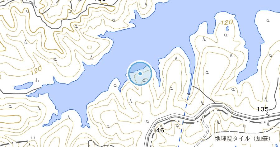 狭山湖（山口貯水池の建設で湖底になった勝楽寺の村）の位置を示す地図