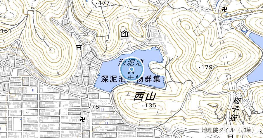 深泥池（氷河期の生きものが残る池）の位置を示す地図