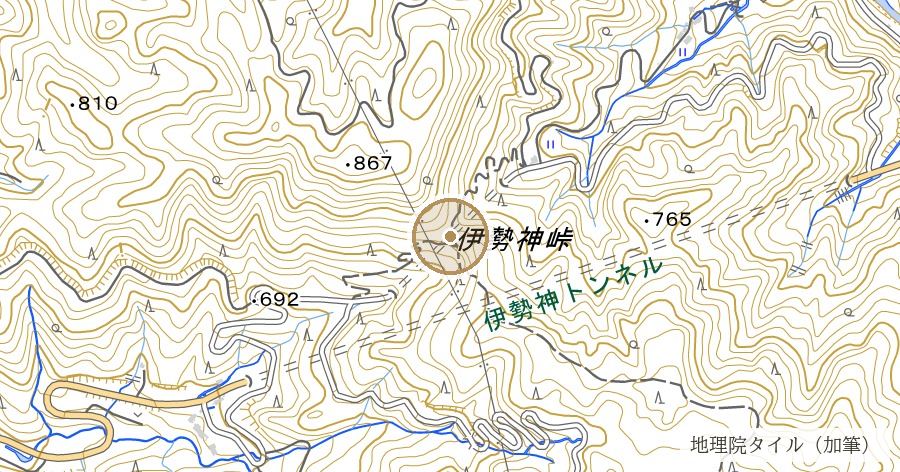 伊世賀美隧道（明治30年、伊那街道の難所に掘られた石造りの隧道）の位置を示す地図