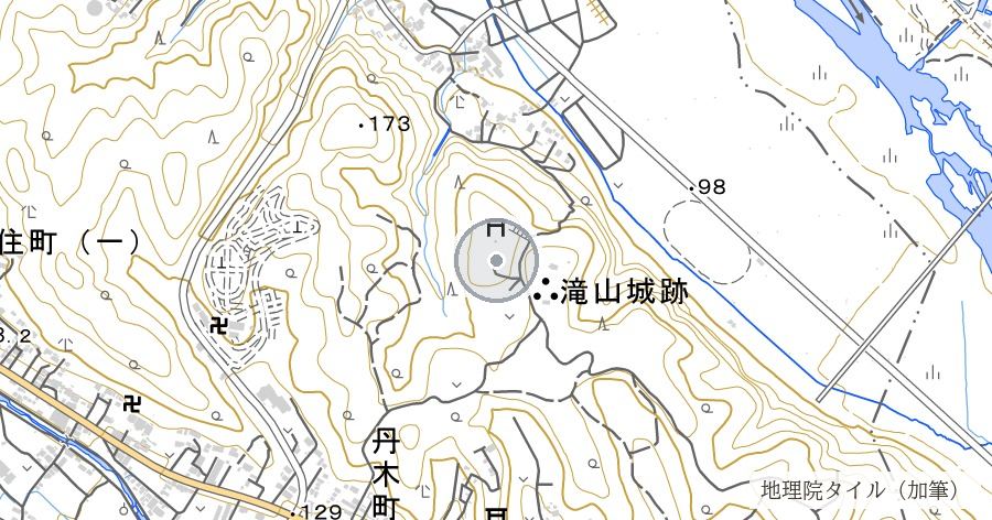 滝山城跡（永禄12年、武田信玄の攻撃をしのいだ北条氏照の城）の位置を示す地図
