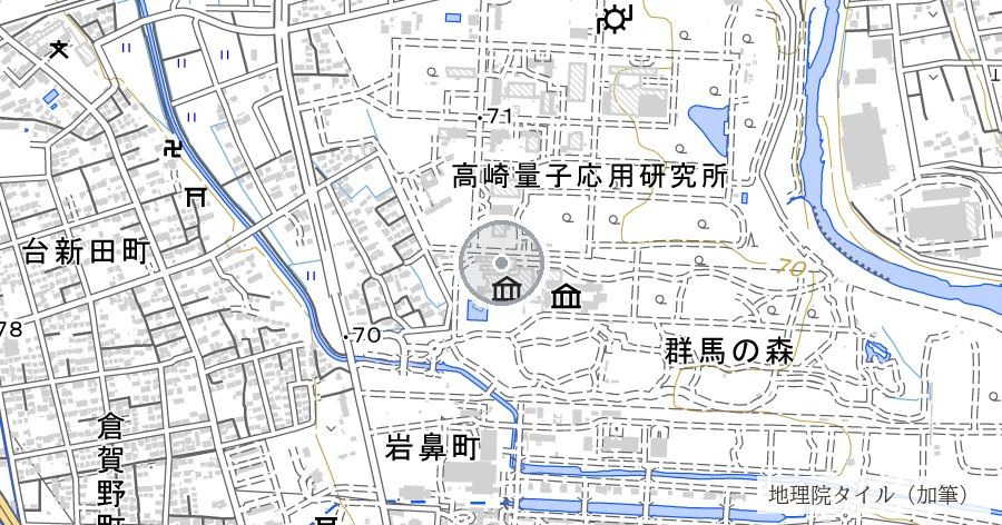 旧岩鼻火薬製造所跡（群馬の森）の位置を示す地図