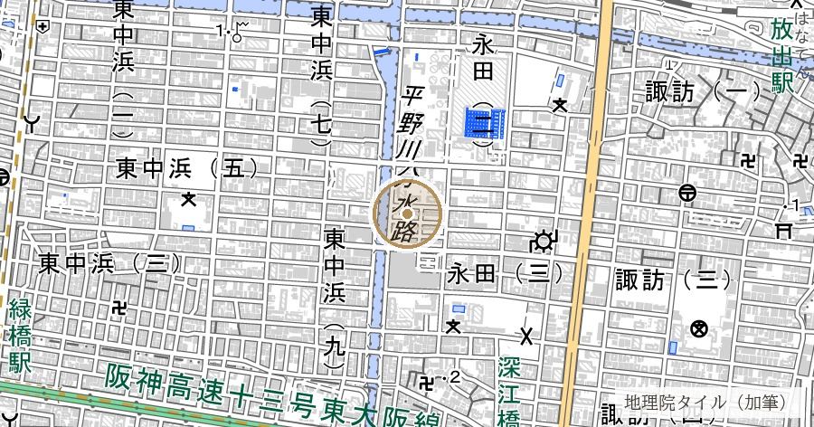 新開荘（永田）跡の位置を示す地図