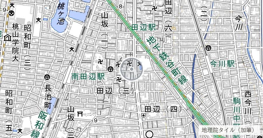 模擬原子爆弾投下跡地之碑（恩楽寺）の位置を示す地図
