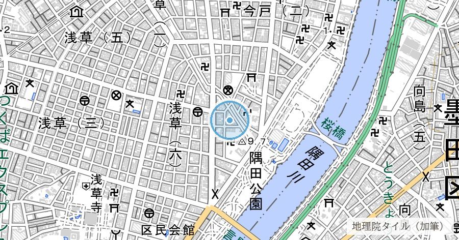 山谷堀跡（山谷堀公園）の位置を示す地図