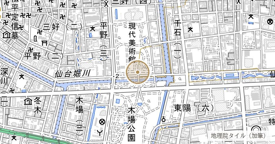 「木場」の地名由来の位置を示す地図