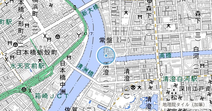小名木川（塩の道・万年橋）の位置を示す地図